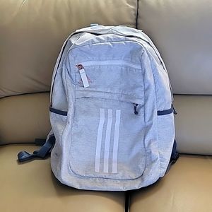 52). Adidas Unisex League 3 Stripe Backpack, gray/white